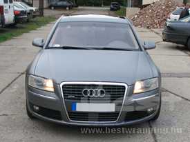 Audi A8 autófóliázás: matt grafit szürke autó fóliázás emeltfényű üveghatású tetőfóliával 02