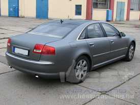 Audi A8 autófóliázás: matt grafit szürke autó fóliázás emeltfényű üveghatású tetőfóliával 07
