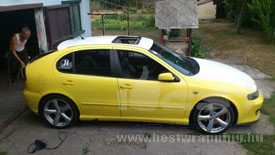 Seat Leon Cupra fényes sárga autó fóliázás, matt fehér géptetővel és matt fehér utastértetővel