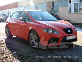 Seat Leon Cupra autófóliázás: fényes piros autó fóliázás, emeltfényű üveghatású tetőfóliával 01